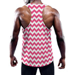 Pink And White Chevron Pattern Print Training Tank Top