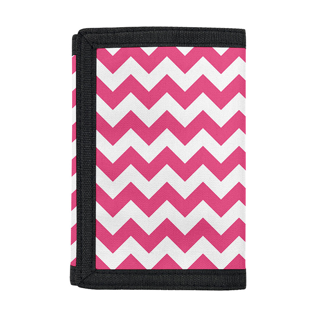 Pink And White Chevron Pattern Print Trifold Wallet
