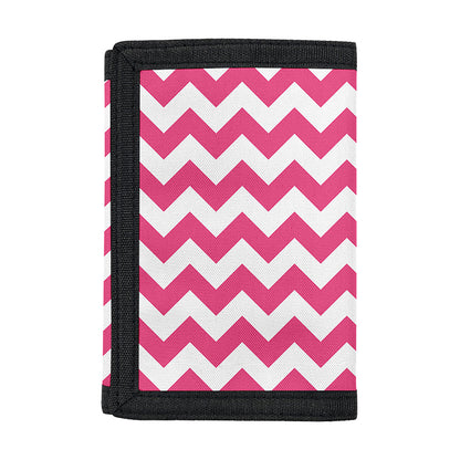Pink And White Chevron Pattern Print Trifold Wallet