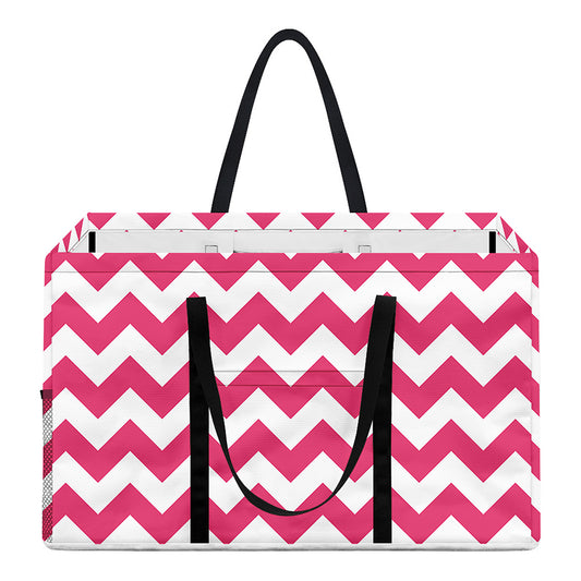 Pink And White Chevron Pattern Print Utility Tote Bag