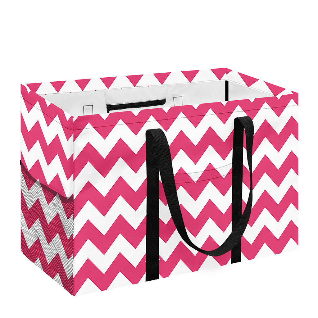 Pink And White Chevron Pattern Print Utility Tote Bag