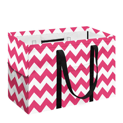 Pink And White Chevron Pattern Print Utility Tote Bag