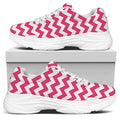 Pink And White Chevron Pattern Print White Chunky Shoes