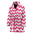 Pink And White Chevron Pattern Print Women's Bathrobe