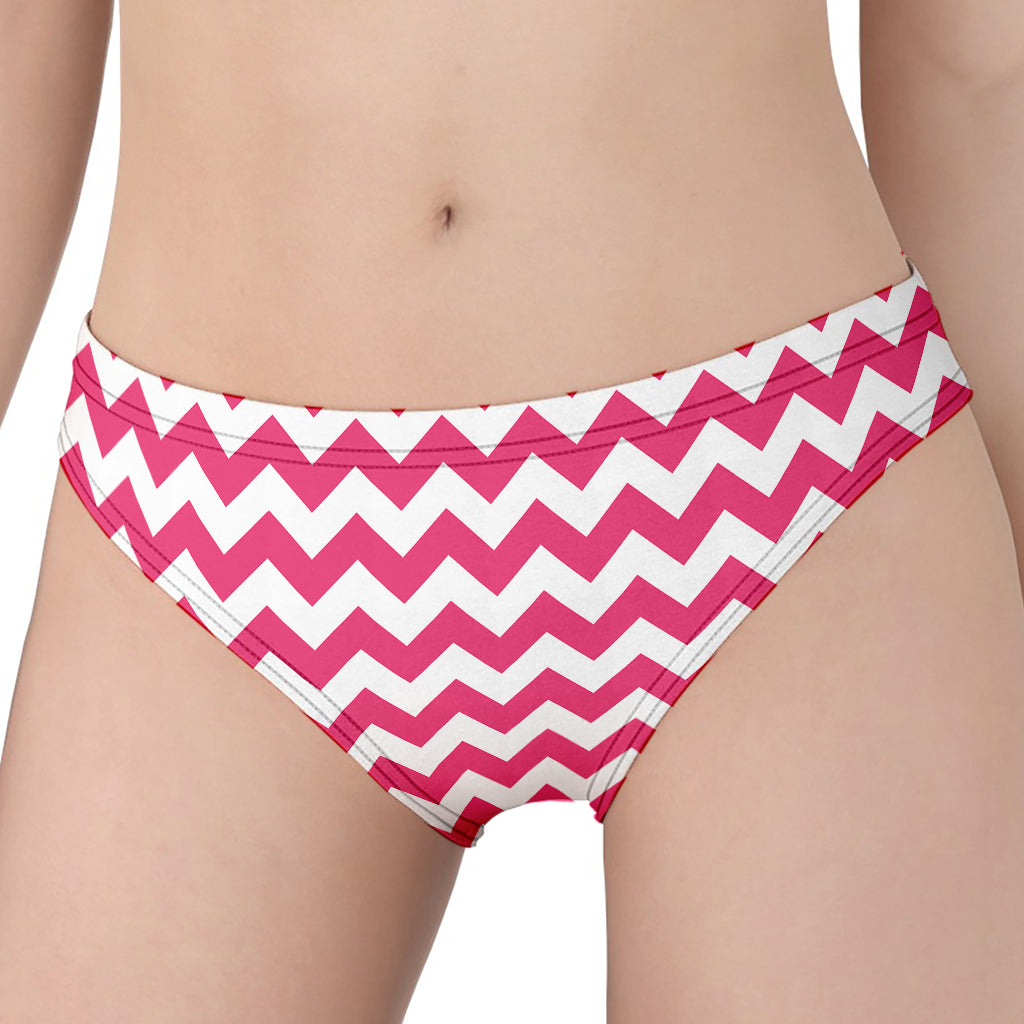Pink And White Chevron Pattern Print Women's Panties