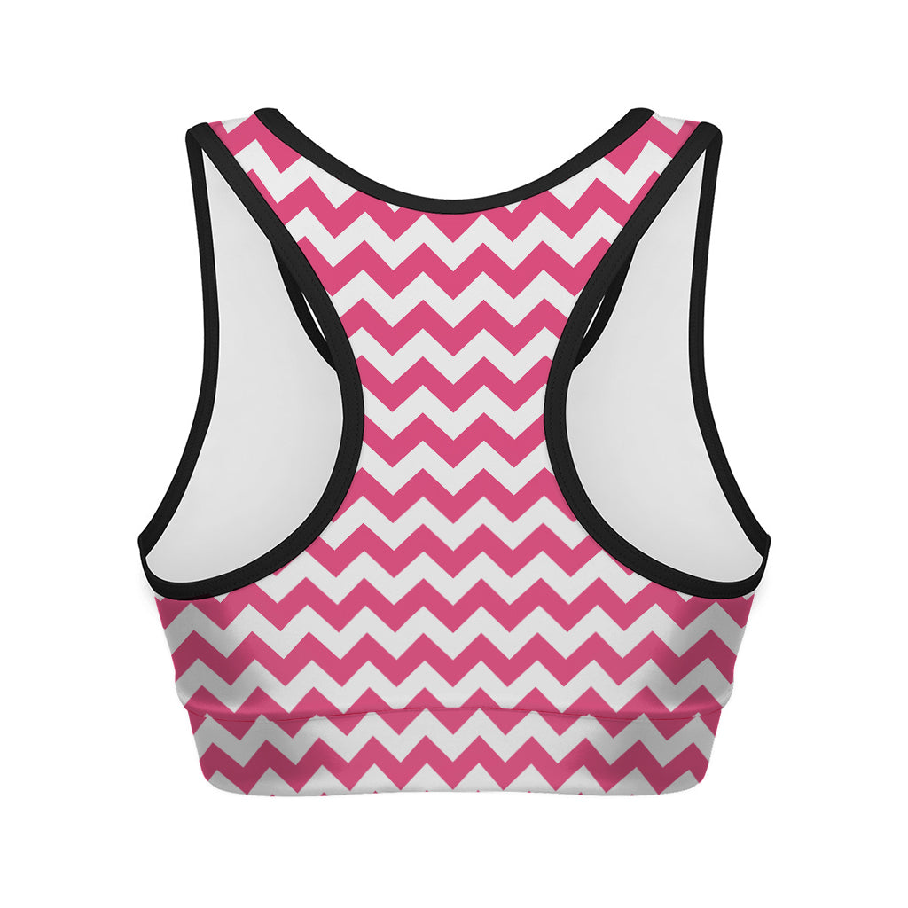 Pink And White Chevron Pattern Print Women's Sports Bra