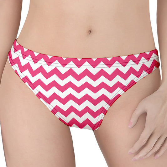 Pink And White Chevron Pattern Print Women's Thong
