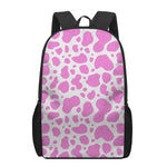 Pink And White Cow Print 17 Inch Backpack
