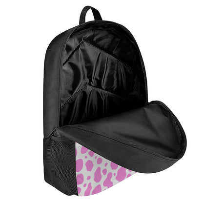Pink And White Cow Print 17 Inch Backpack