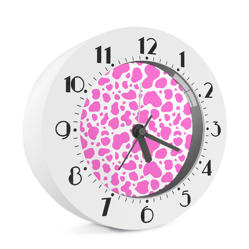 Pink And White Cow Print Alarm Clock