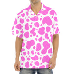 Pink And White Cow Print Aloha Shirt