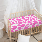 Pink And White Cow Print Baby Crib Sheet