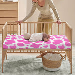 Pink And White Cow Print Baby Crib Sheet
