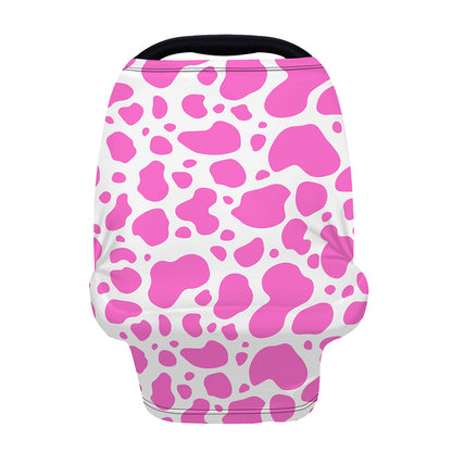 Pink And White Cow Print Baby Seat Cover