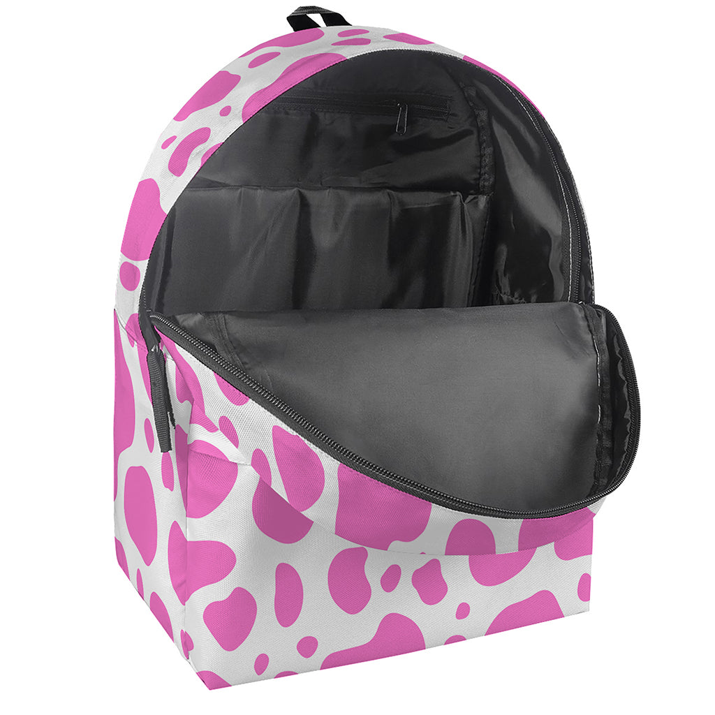 Pink And White Cow Print Backpack