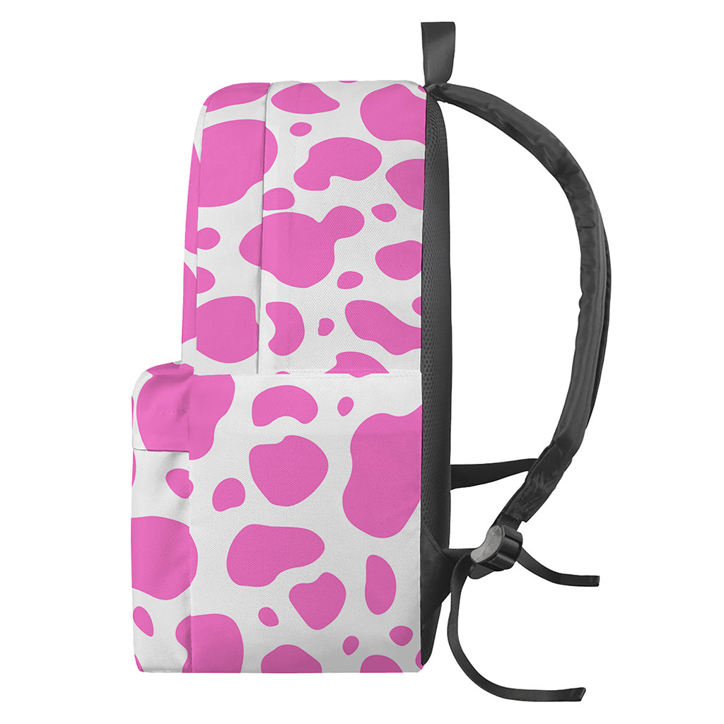 Pink And White Cow Print Backpack