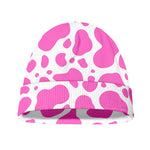 Pink And White Cow Print Beanie
