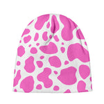 Pink And White Cow Print Beanie