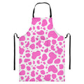 Pink And White Cow Print Bib Apron With Pocket