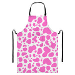 Pink And White Cow Print Bib Apron With Pocket