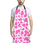 Pink And White Cow Print Bib Apron With Pocket