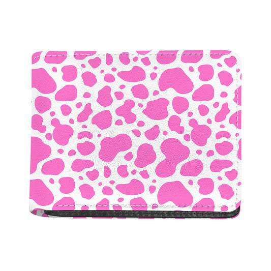 Pink And White Cow Print Bifold Wallet