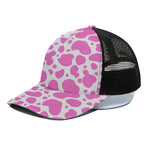 Pink And White Cow Print Black Mesh Trucker Cap