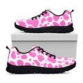 Pink And White Cow Print Black Running Shoes