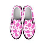 Pink And White Cow Print Black Slip On Sneakers