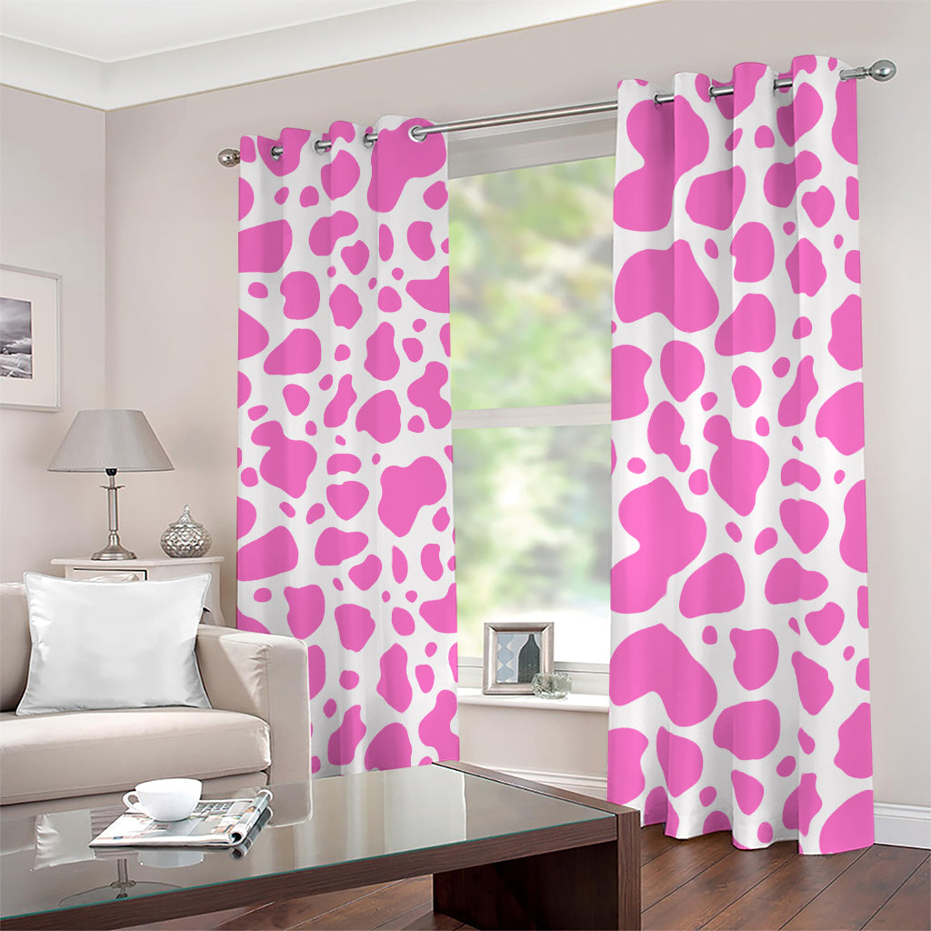 Pink And White Cow Print Blackout Grommet Curtains
