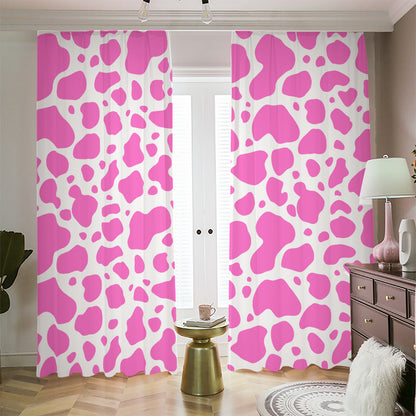 Pink And White Cow Print Blackout Pencil Pleat Curtains