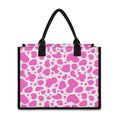 Pink And White Cow Print Canvas Tote Bag