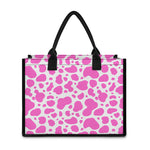 Pink And White Cow Print Canvas Tote Bag
