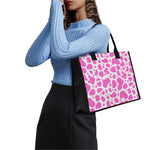 Pink And White Cow Print Canvas Tote Bag