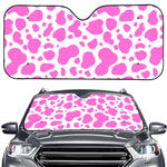 Pink And White Cow Print Car Windshield Sun Shade