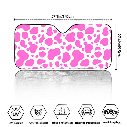 Pink And White Cow Print Car Windshield Sun Shade