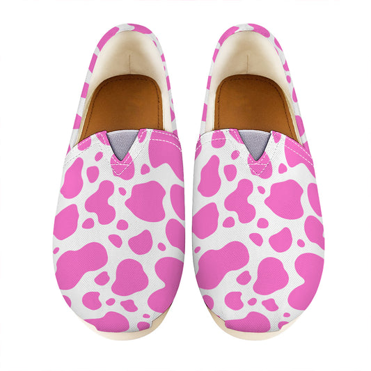 Pink And White Cow Print Casual Shoes