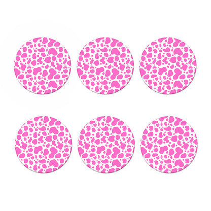 Pink And White Cow Print Coaster Set