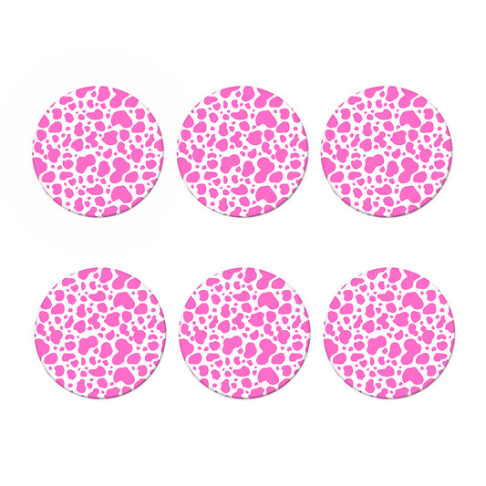 Pink And White Cow Print Coaster Set