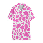 Pink And White Cow Print Cotton Hawaiian Shirt