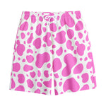 Pink And White Cow Print Cotton Shorts