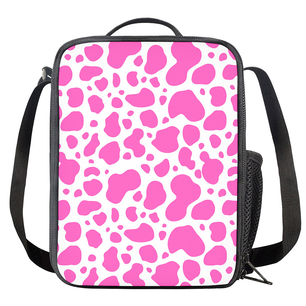 Pink And White Cow Print Crossbody Lunch Bag