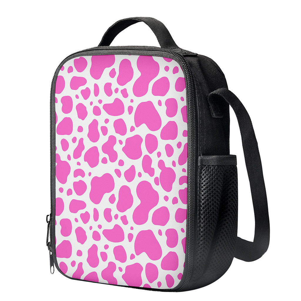 Pink And White Cow Print Crossbody Lunch Bag