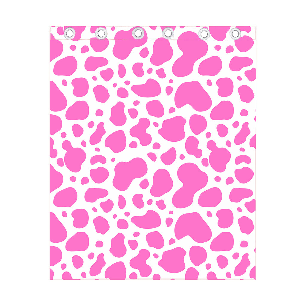 Pink And White Cow Print Curtain