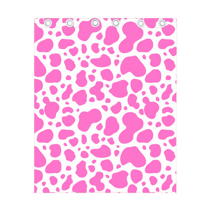 Pink And White Cow Print Curtain