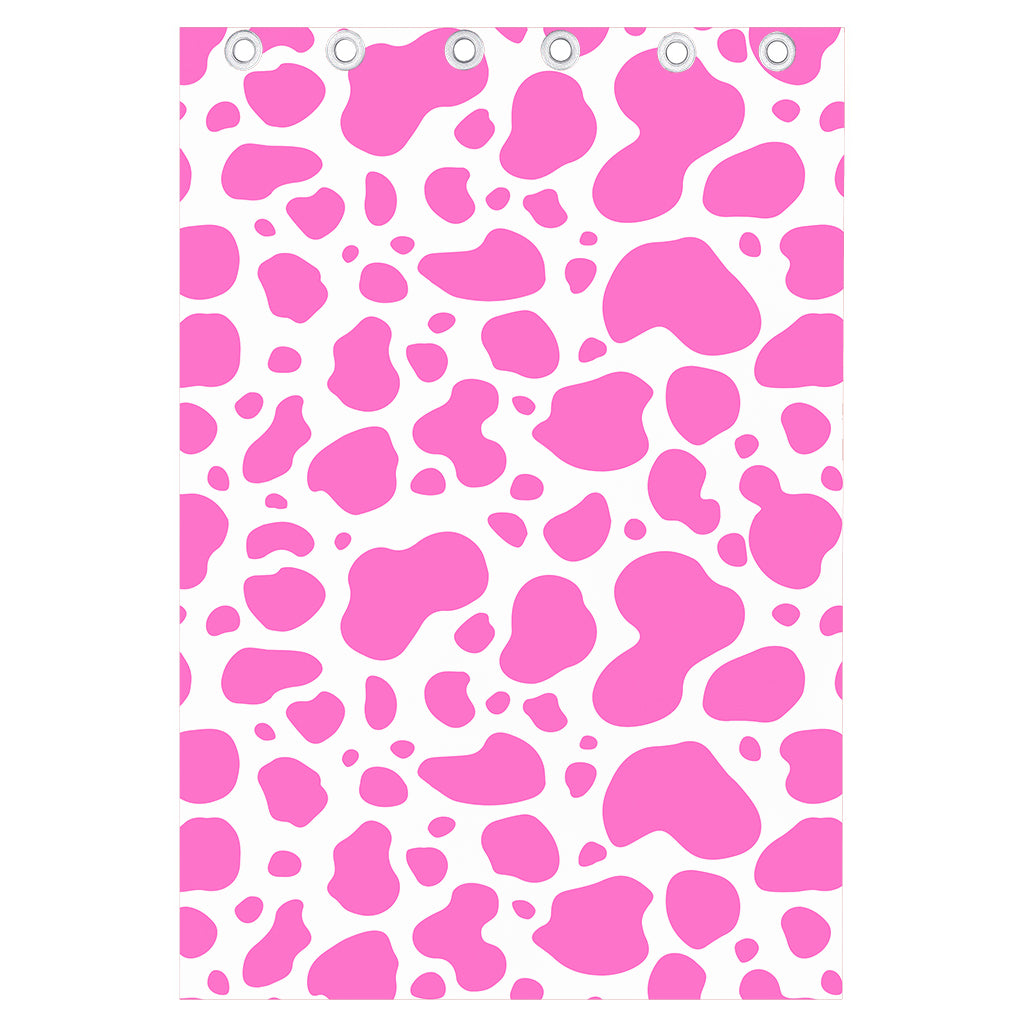 Pink And White Cow Print Curtain