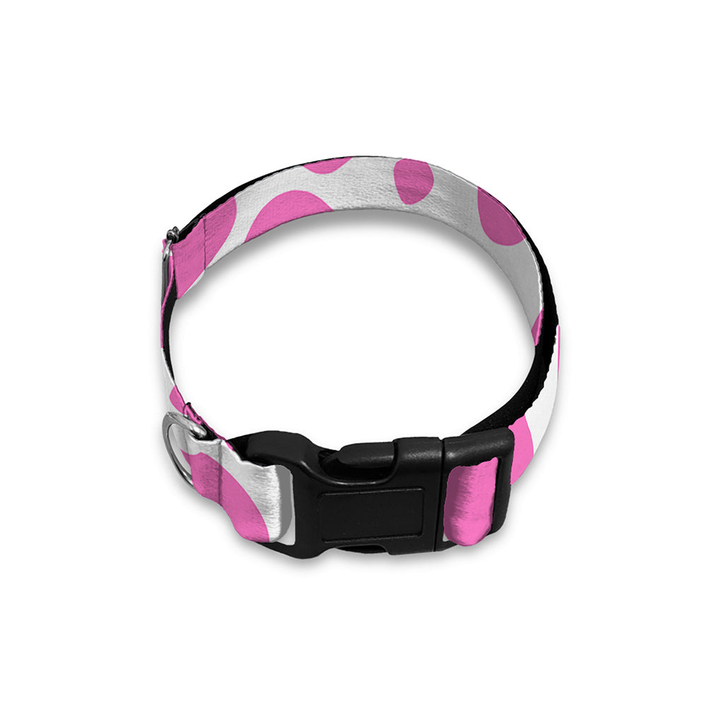 Pink And White Cow Print Dog Collar