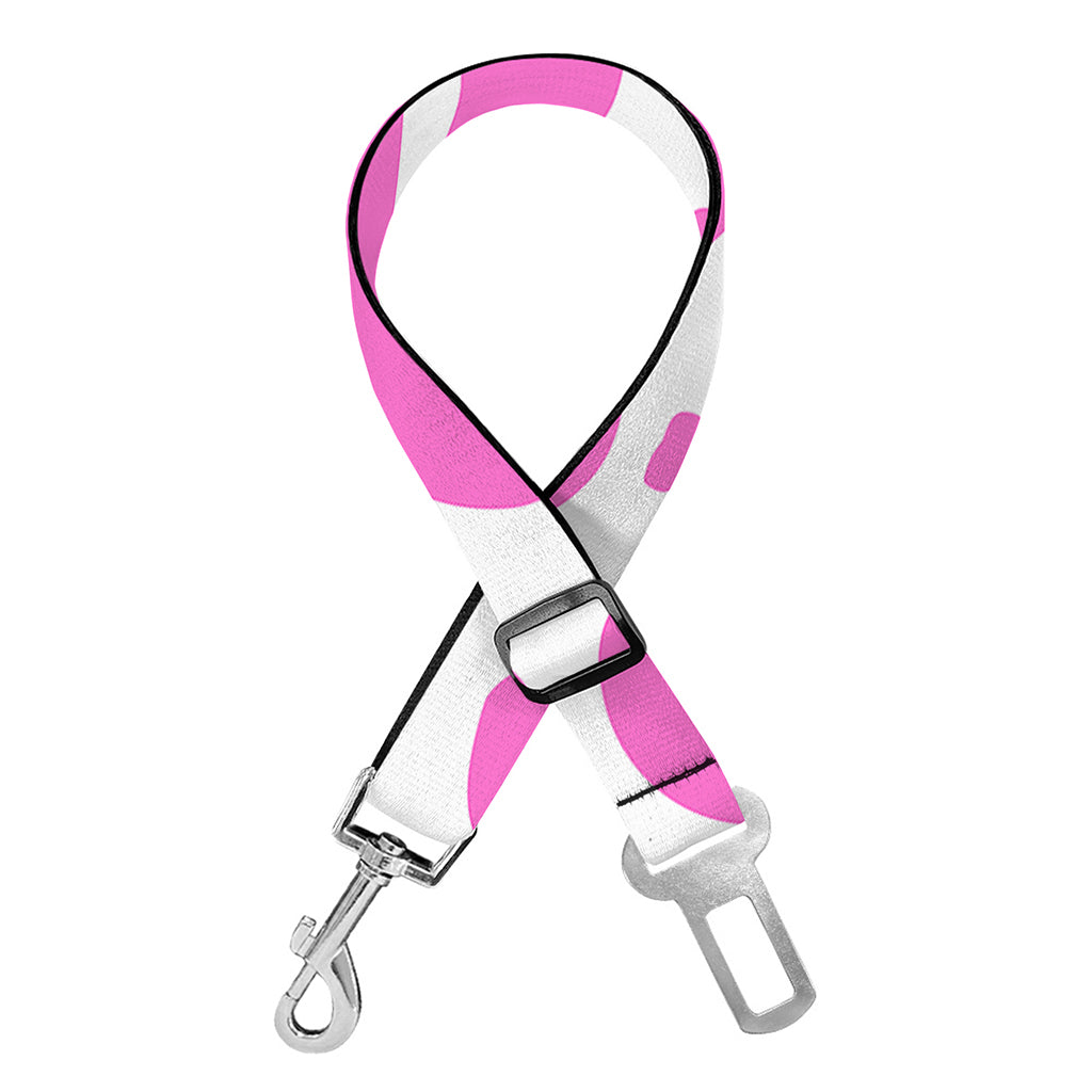 Pink And White Cow Print Dog Seat Belt