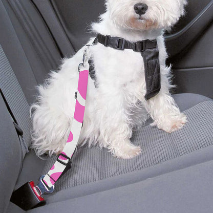 Pink And White Cow Print Dog Seat Belt