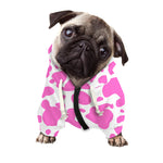 Pink And White Cow Print Dog Zip Up Hoodie